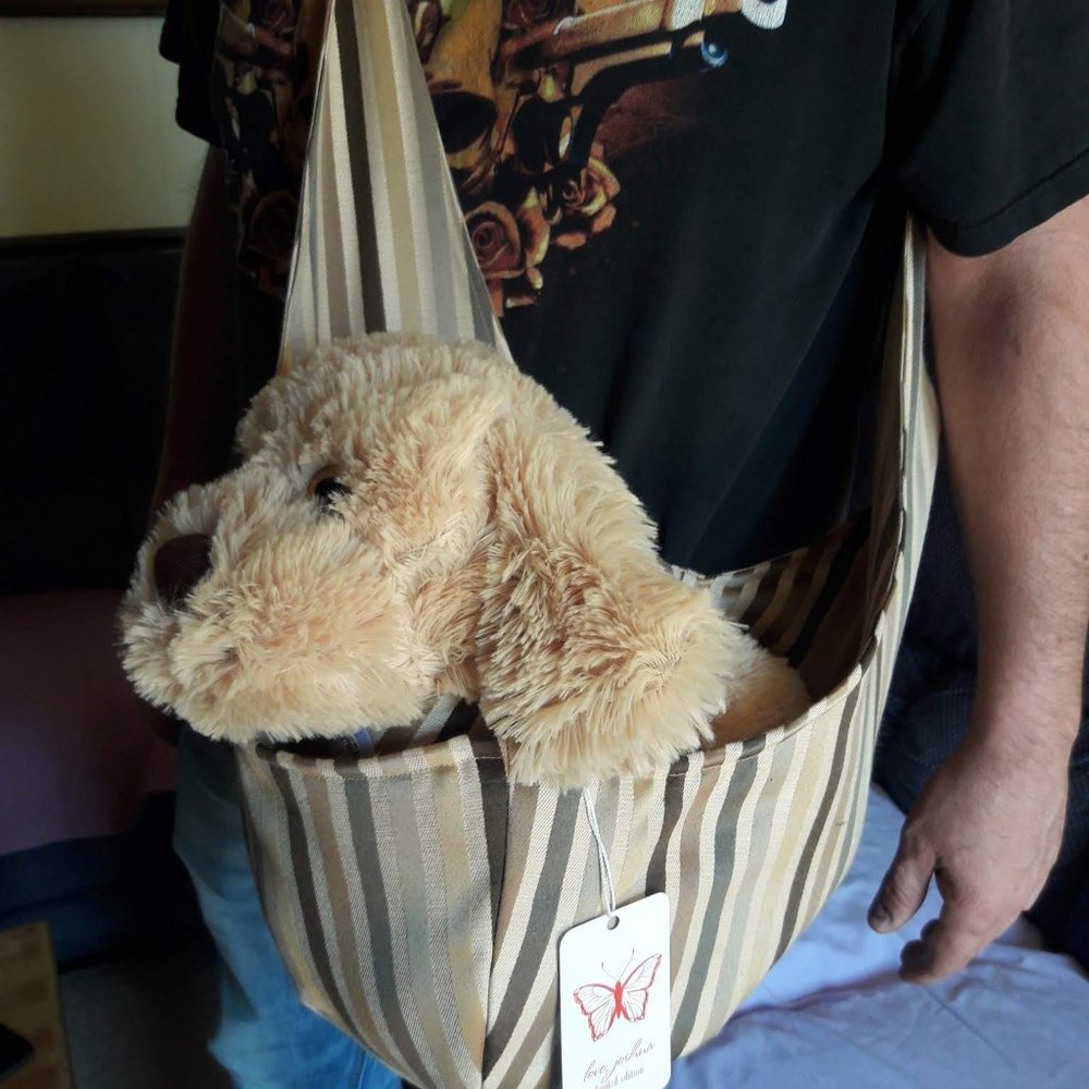 NEW Tan Brown Striped Puppy Dog Cat Pet Shoulder Bag